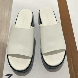 Black and white platform sandals